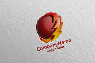 3D Electric Lightning Logo Energy