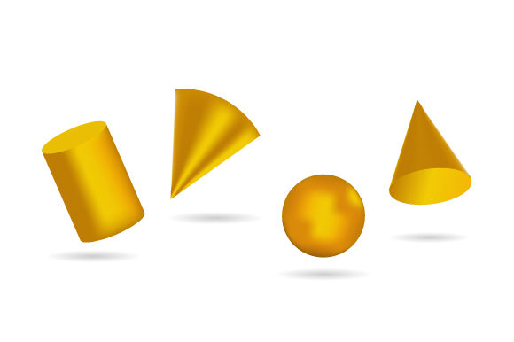 3D Golden Geometric Collection Shapes