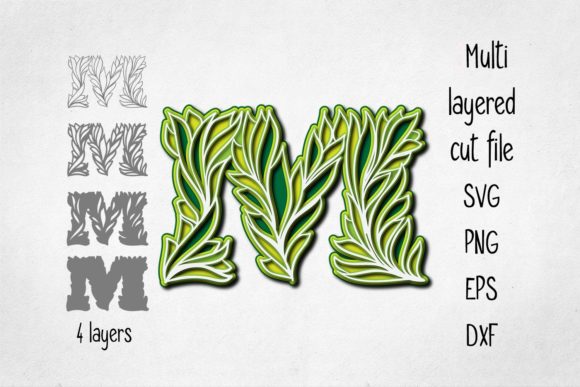 3D Layered Alphabet Letter M
