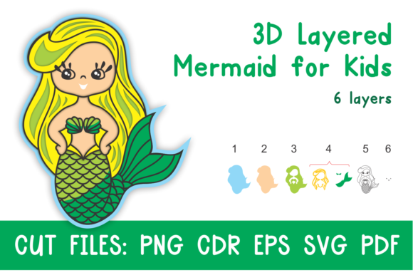 3D Layered Mermaid for Kids Cut Files: Creative, Customizable Craft Resources for Busy Parents and Educators