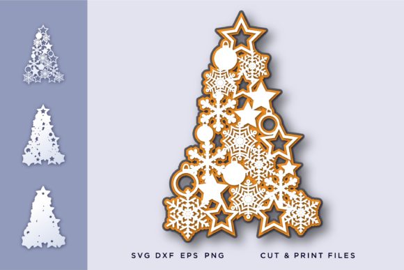 Christmas Tree, Snowflakes 3D
