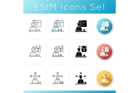 Distant Workers Icons Set