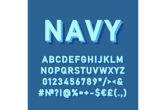 Navy Vintage 3D Vector Alphabet Set