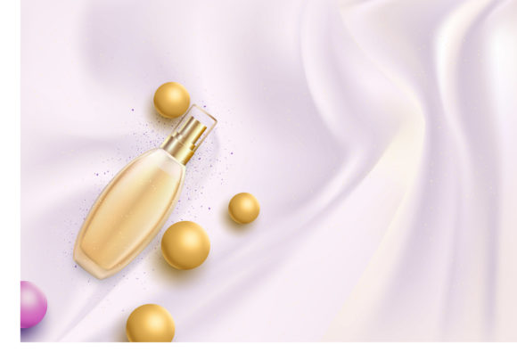 Perfume Mockup with Silk Fabric