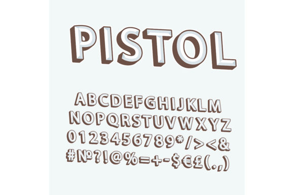 Pistol Vintage 3D Vector Alphabet Set